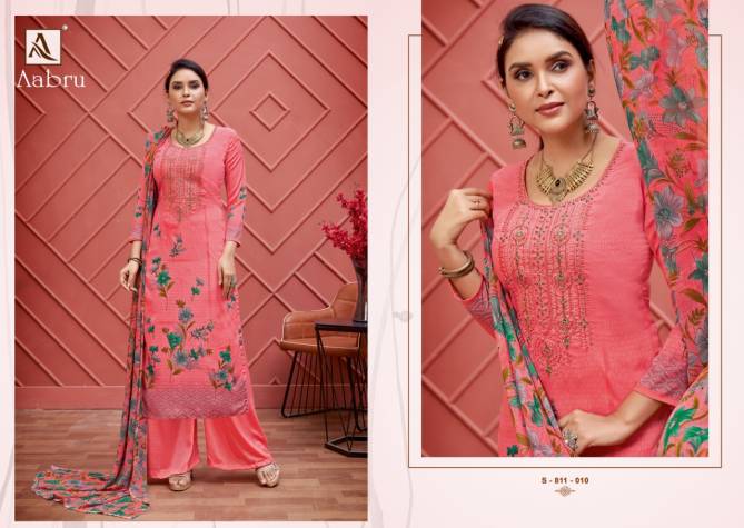 Alok Aabru Digital Style Latest Designer Casual Regular Wear Pure French Style With Fancy Crepe Silk Digital Printed Thread Embroidery And Swarovski Diamond Work Geo Digital Print with Four Side Lace Salwar Suit Collection